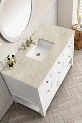 Breckenridge 48" Single Vanity, Bright White, w/ 3 CM Tajnar Eclos Top