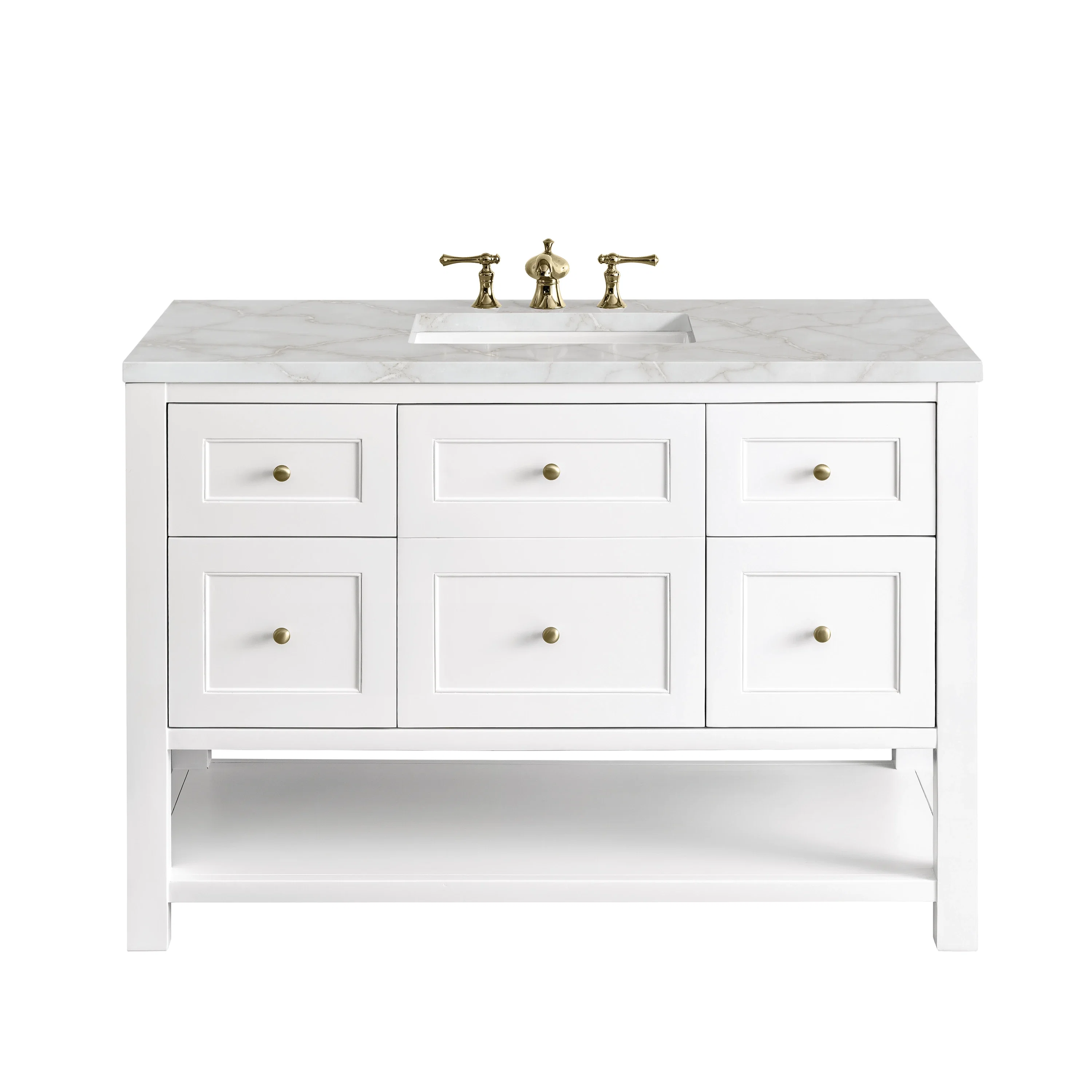 Breckenridge 48" Single Vanity, Bright White w/ 3 CM Victorian Silver Top