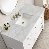 Breckenridge 48" Single Vanity, Bright White w/ 3 CM Victorian Silver Top