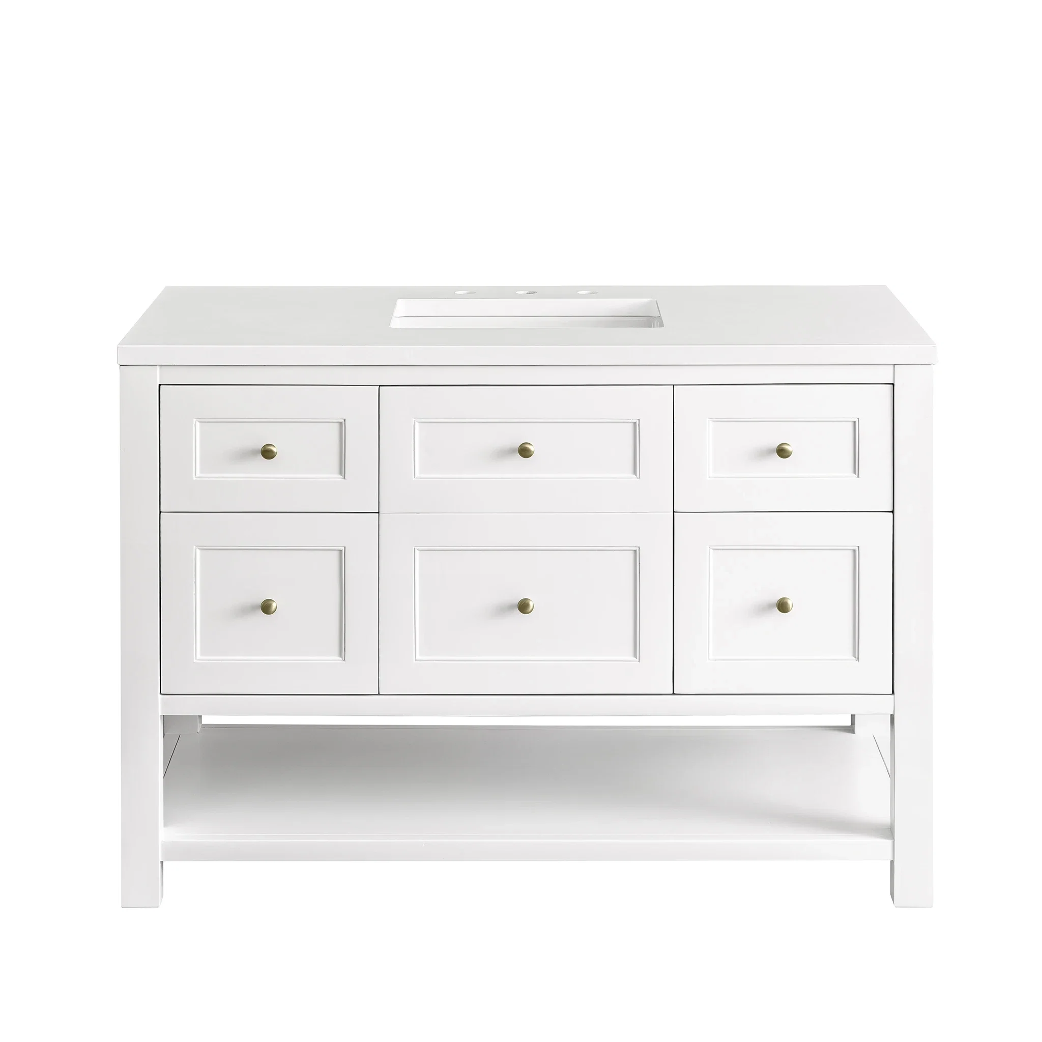Breckenridge 48" Single Vanity, Bright White w/ 3 CM White Zeus Top