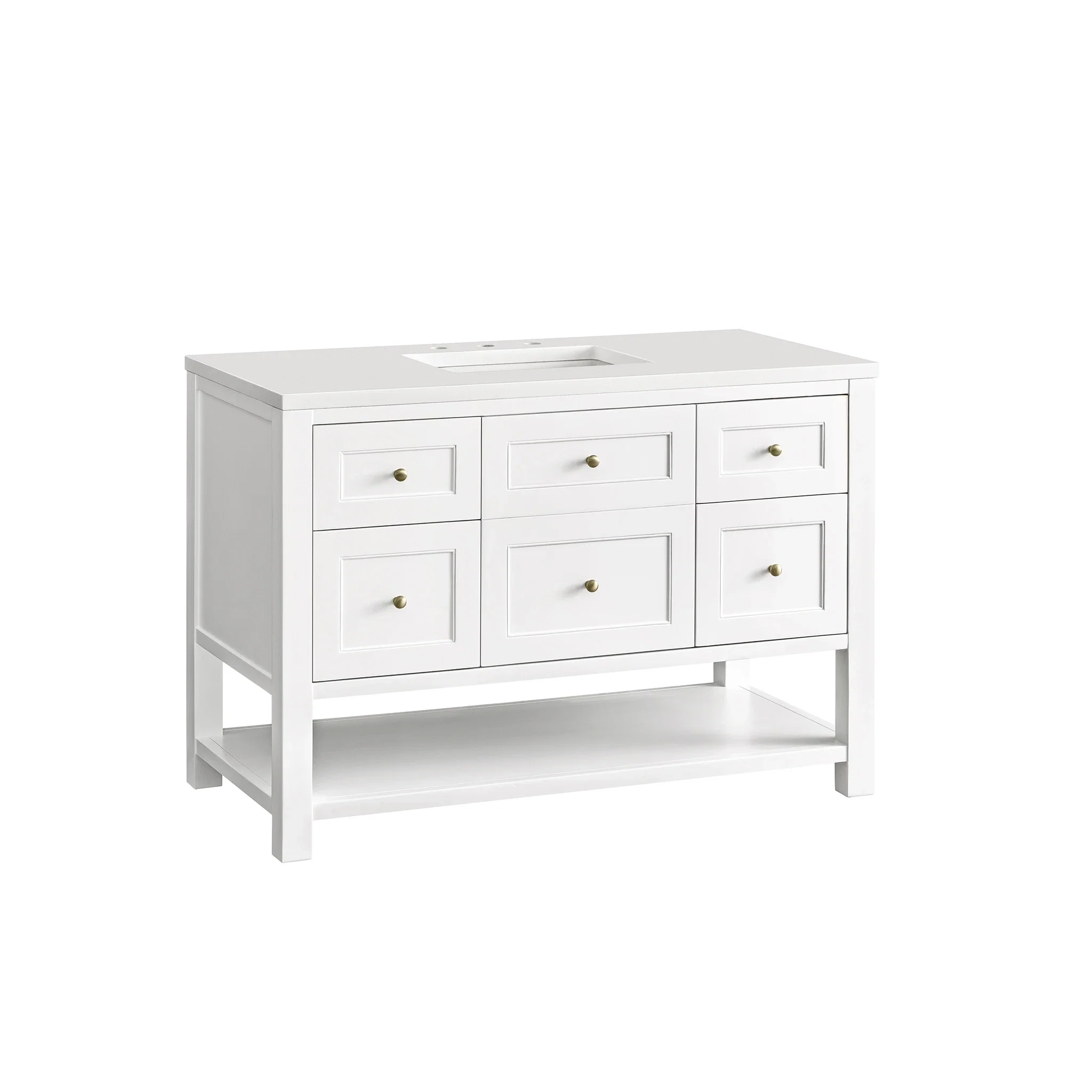 Breckenridge 48" Single Vanity, Bright White w/ 3 CM White Zeus Top
