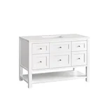 Breckenridge 48" Single Vanity, Bright White w/ 3 CM White Zeus Top