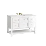 Breckenridge 48" Single Vanity, Bright White w/ 3 CM White Zeus Top