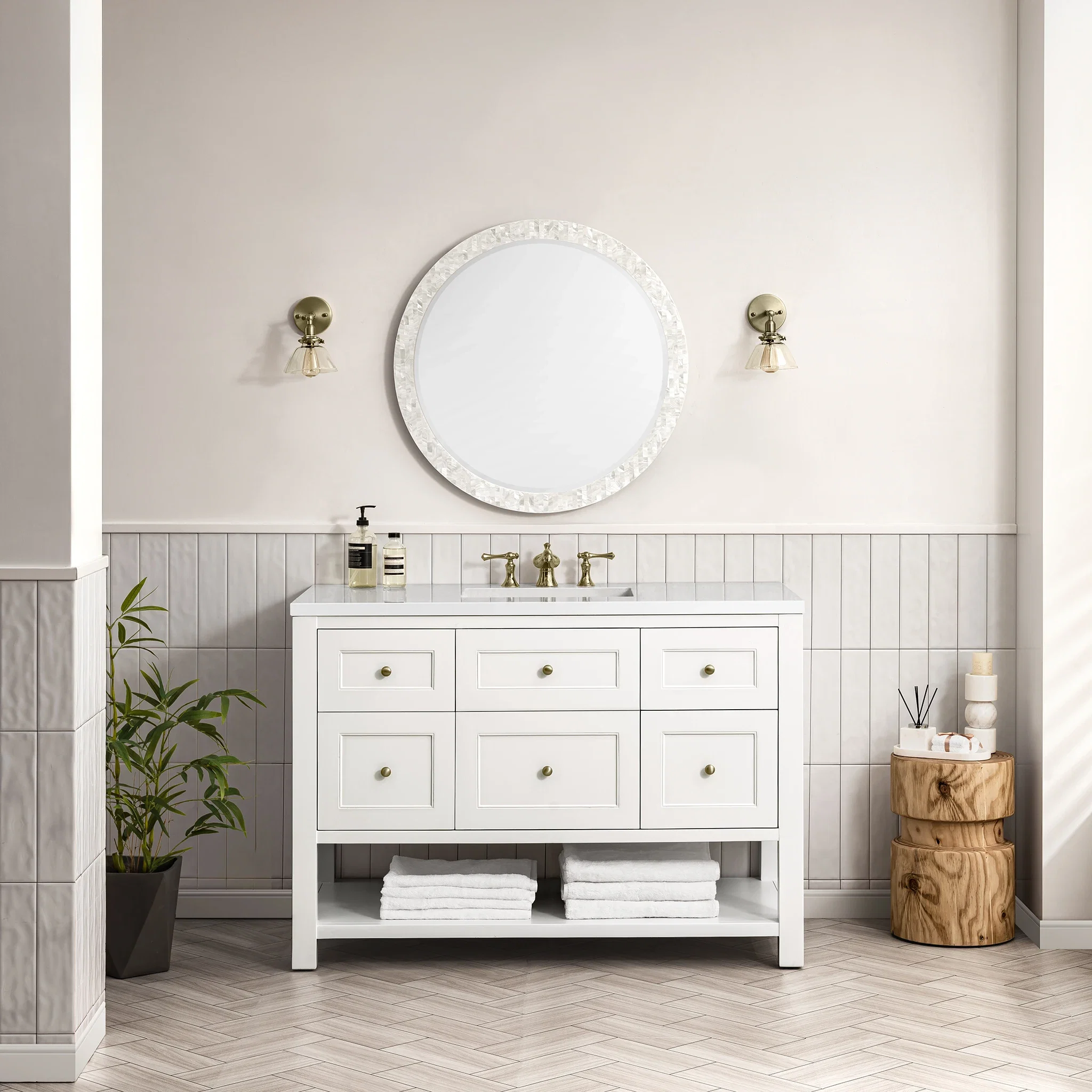 Breckenridge 48" Single Vanity, Bright White w/ 3 CM White Zeus Top
