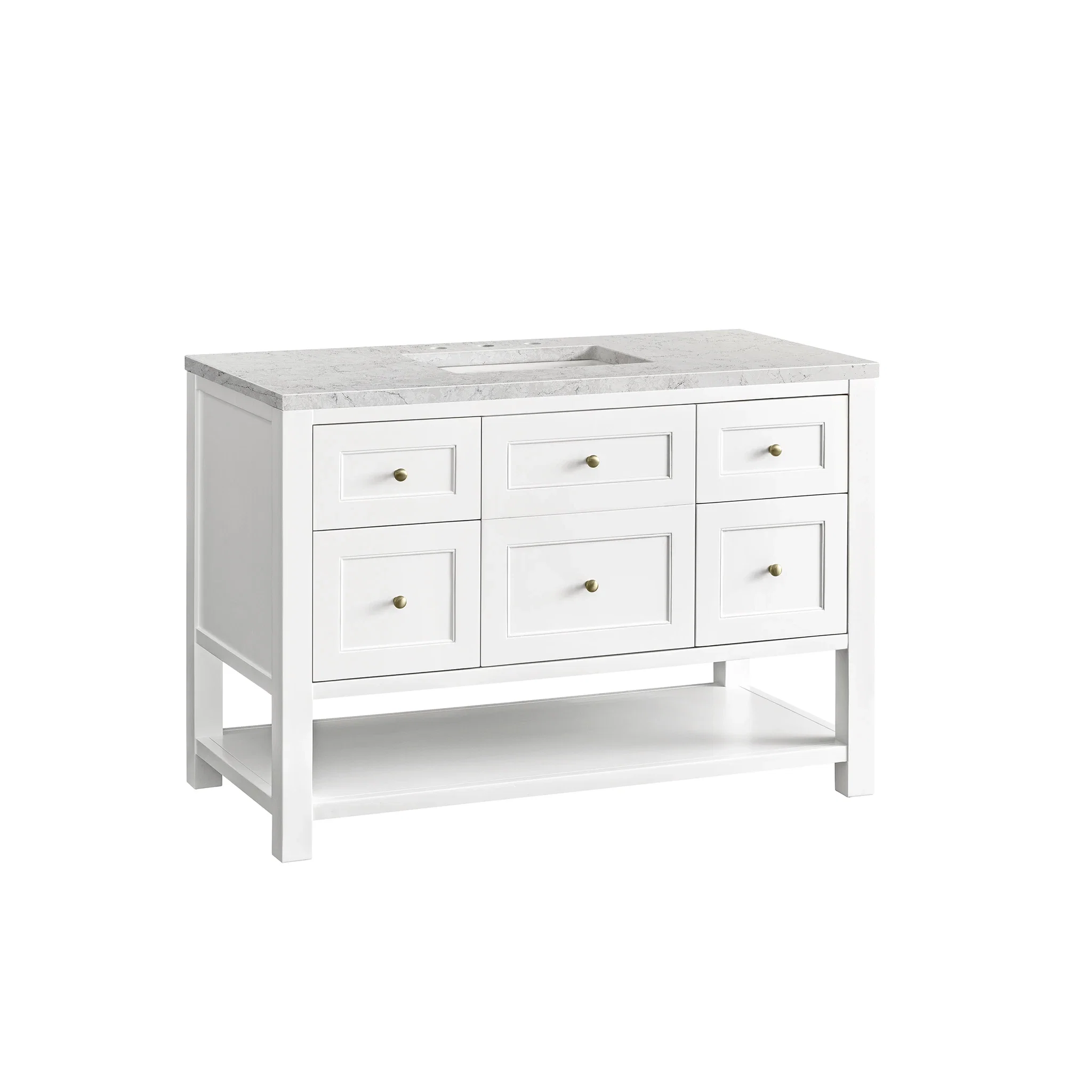 Breckenridge 48" Single Vanity, Bright White w/ 3 CM Eternal Jasmine Pearl Top w/FreePower Wireless Charger