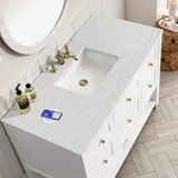 Breckenridge 48" Single Vanity, Bright White w/ 3 CM Eternal Jasmine Pearl Top w/FreePower Wireless Charger