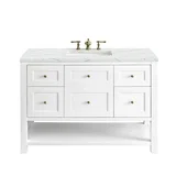 Breckenridge 48" Single Vanity, Bright White w/ 3 CM Ethereal Noctis Top w/FreePower Wireless Charger