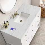 Breckenridge 48" Single Vanity, Bright White w/ 3 CM Ethereal Noctis Top w/FreePower Wireless Charger
