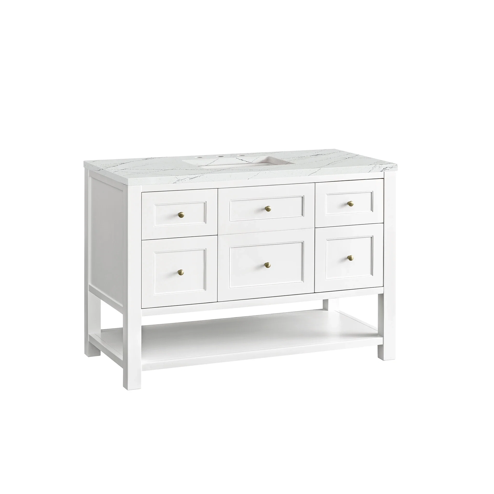 Breckenridge 48" Single Vanity, Bright White w/ 3 CM Ethereal Noctis Top w/FreePower Wireless Charger