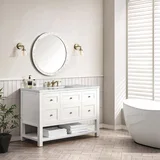 Breckenridge 48" Single Vanity, Bright White w/ 3 CM Ethereal Noctis Top w/FreePower Wireless Charger