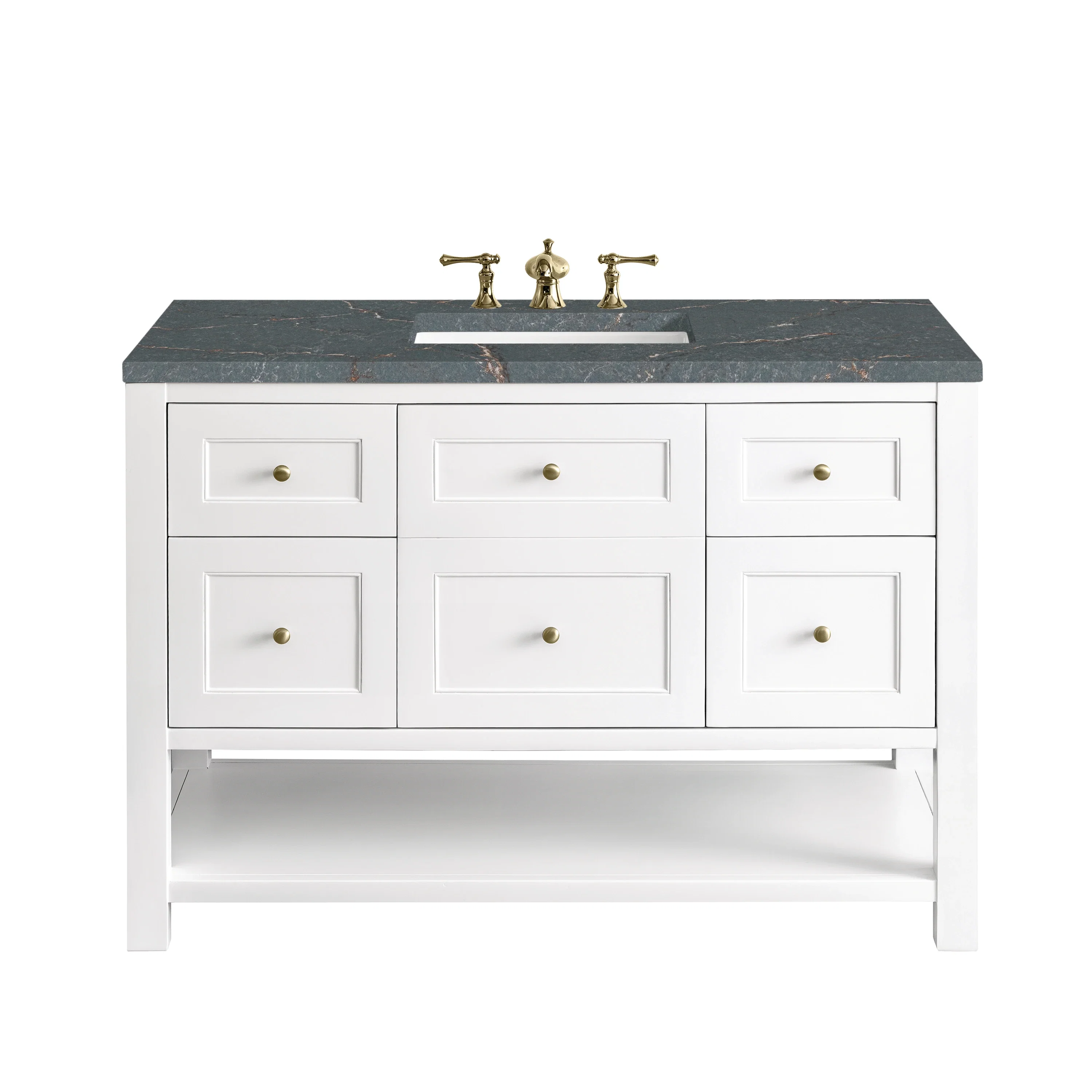 Breckenridge 48" Single Vanity, Bright White w/ 3 CM Parisien Bleu Top w/FreePower Wireless Charger