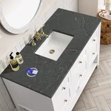 Breckenridge 48" Single Vanity, Bright White w/ 3 CM Parisien Bleu Top w/FreePower Wireless Charger