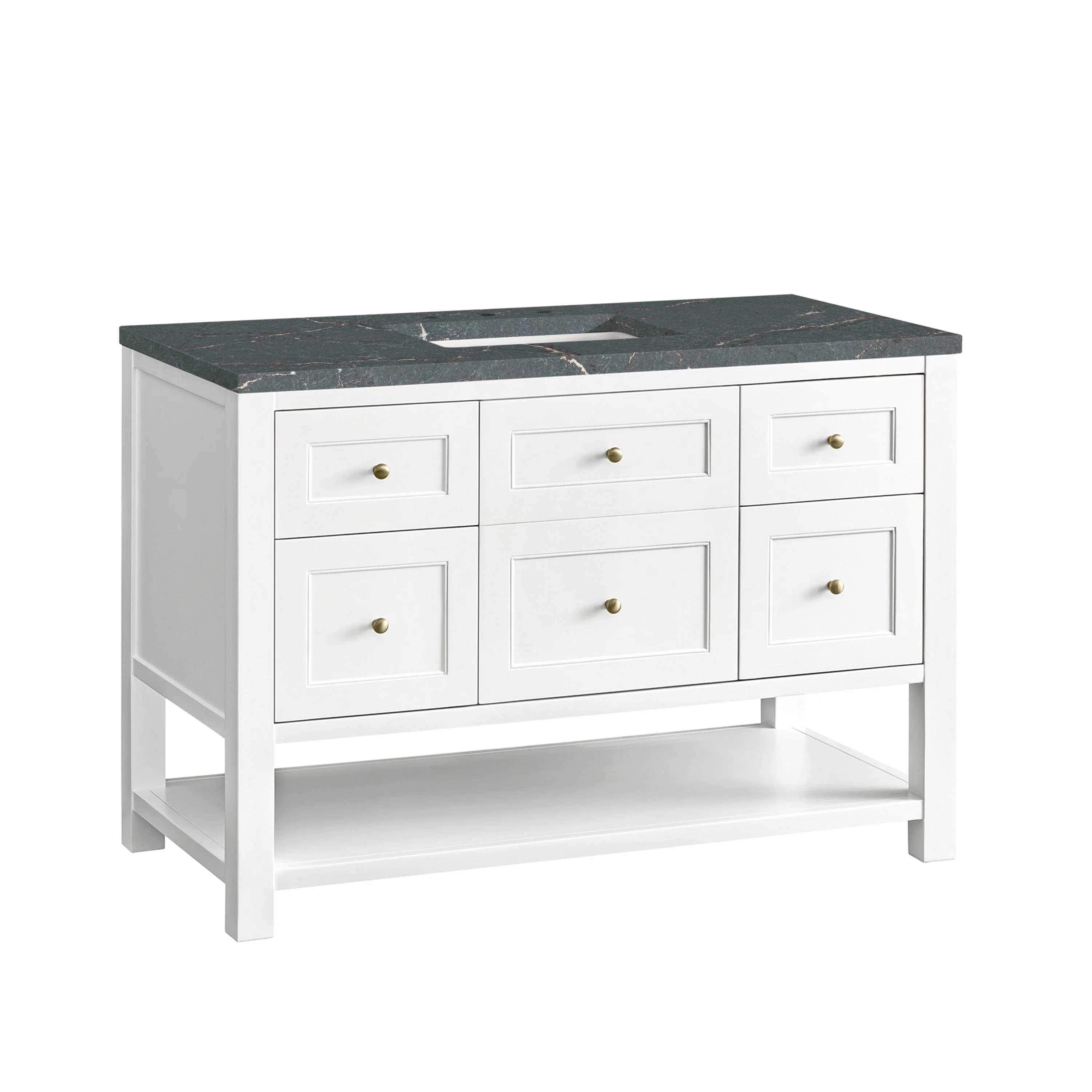 Breckenridge 48" Single Vanity, Bright White w/ 3 CM Parisien Bleu Top w/FreePower Wireless Charger