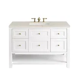Breckenridge 48" Single Vanity, Bright White, w/ 3 CM Siberian Silestone Top w/FreePower Wireless Charger