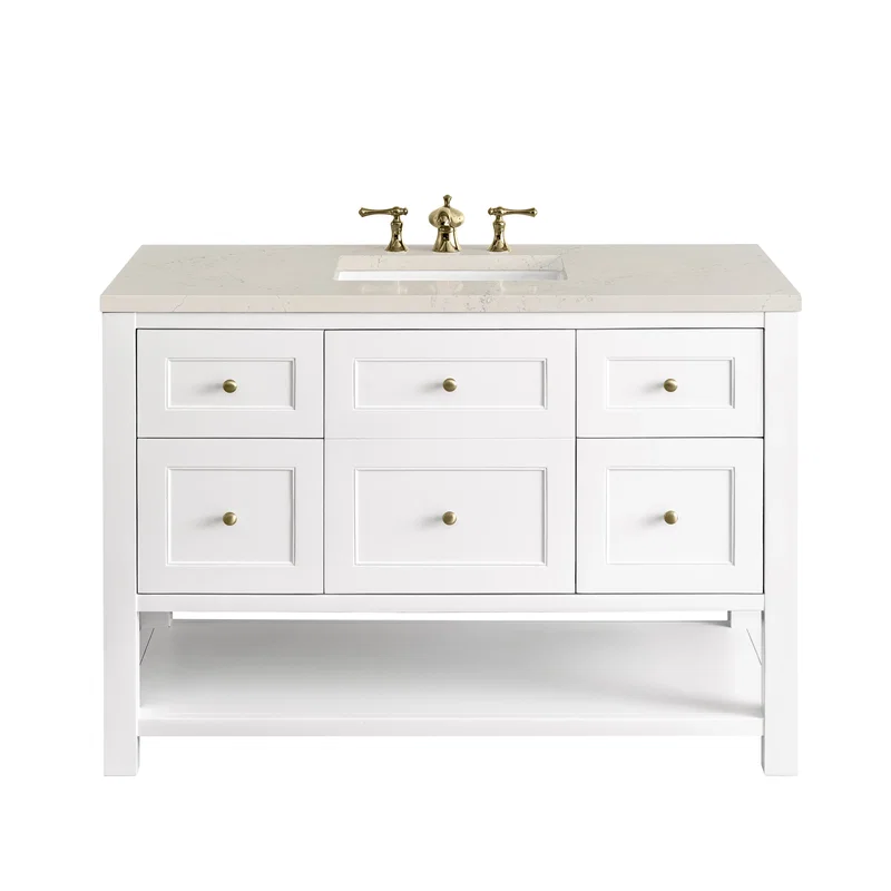 Breckenridge 48" Single Vanity, Bright White, w/ 3 CM Siberian Silestone Top w/FreePower Wireless Charger