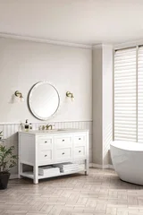 Breckenridge 48" Single Vanity, Bright White, w/ 3 CM Siberian Silestone Top w/FreePower Wireless Charger