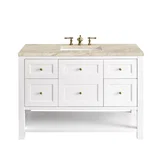 Breckenridge 48" Single Vanity, Bright White, w/ 3 CM Tajnar Eclos Top w/FreePower Wireless Charger