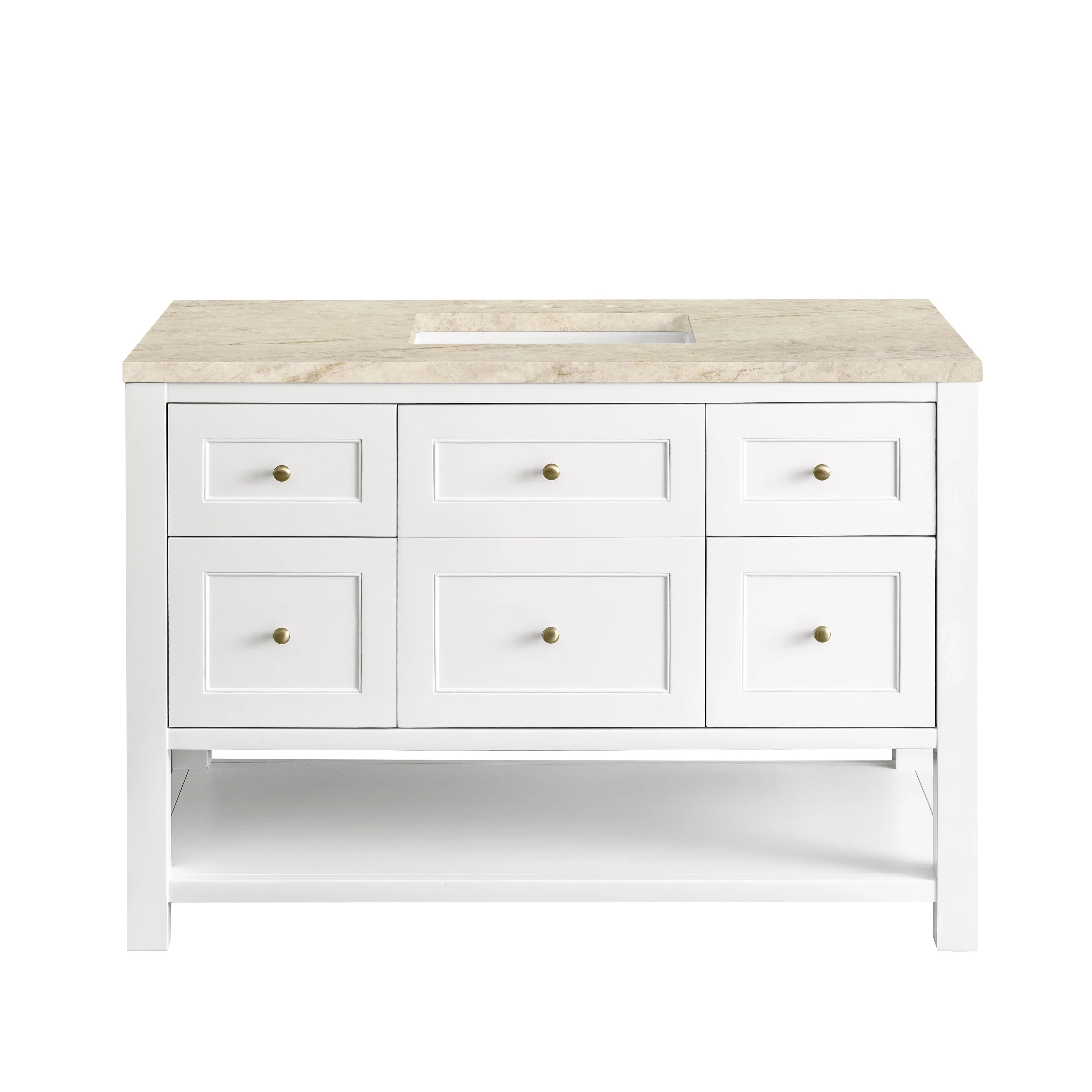 Breckenridge 48" Single Vanity, Bright White, w/ 3 CM Tajnar Eclos Top w/FreePower Wireless Charger
