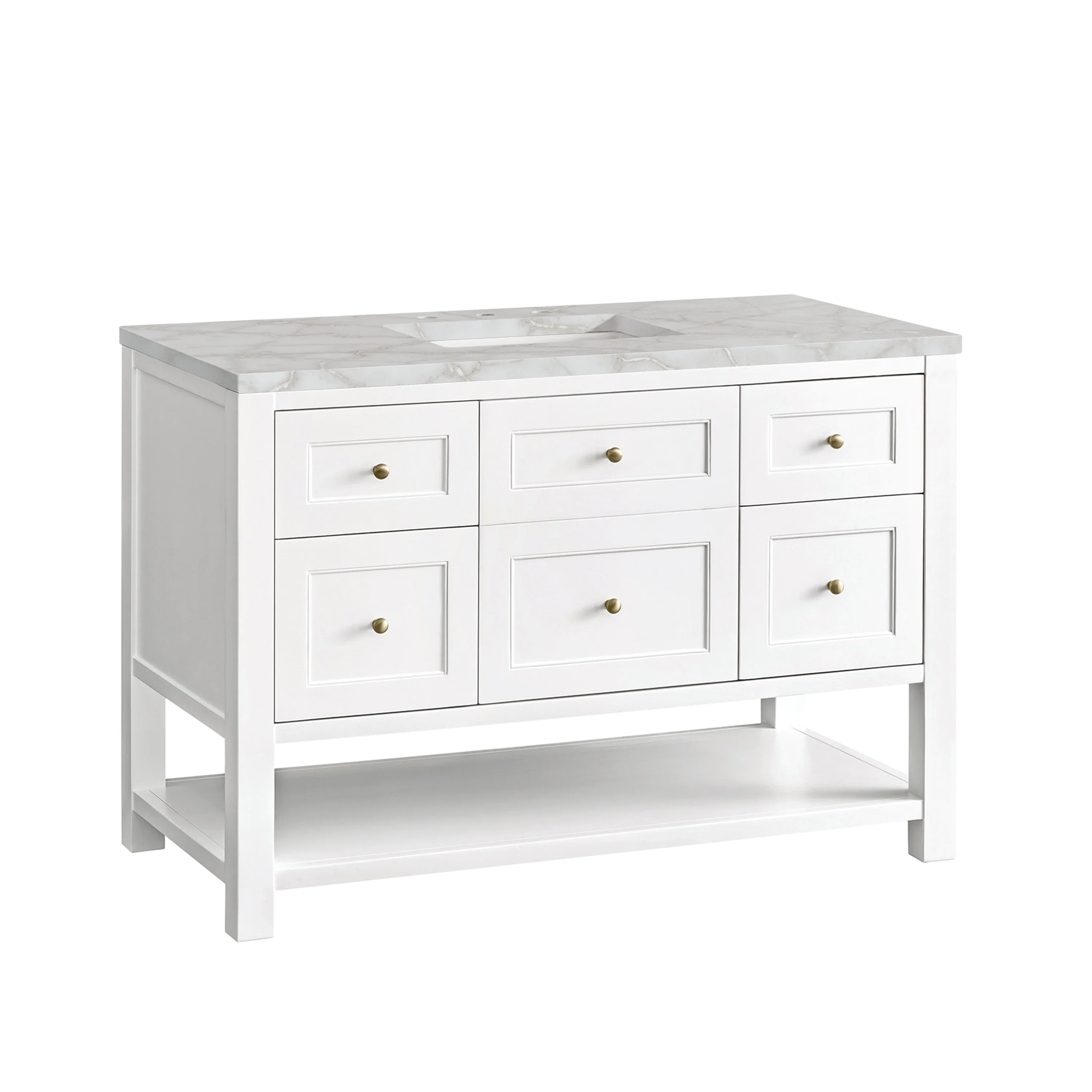 Breckenridge 48" Single Vanity, Bright White w/ 3 CM Victorian Silver Top w/FreePower Wireless Charger