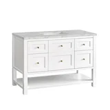 Breckenridge 48" Single Vanity, Bright White w/ 3 CM Victorian Silver Top w/FreePower Wireless Charger