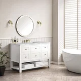 Breckenridge 48" Single Vanity, Bright White w/ 3 CM Victorian Silver Top w/FreePower Wireless Charger
