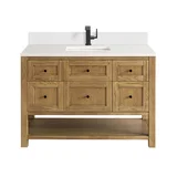 Breckenridge 48" Single Vanity, Light Natural Oak w/ Single Hole 3 CM White Zeus Top & Backsplash