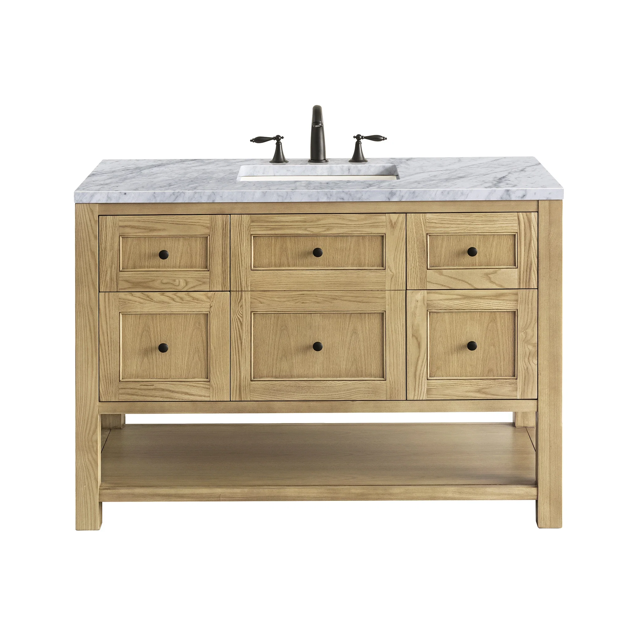 Breckenridge 48" Single Vanity, Light Natural Oak w/ 3 CM Carrara Marble Top