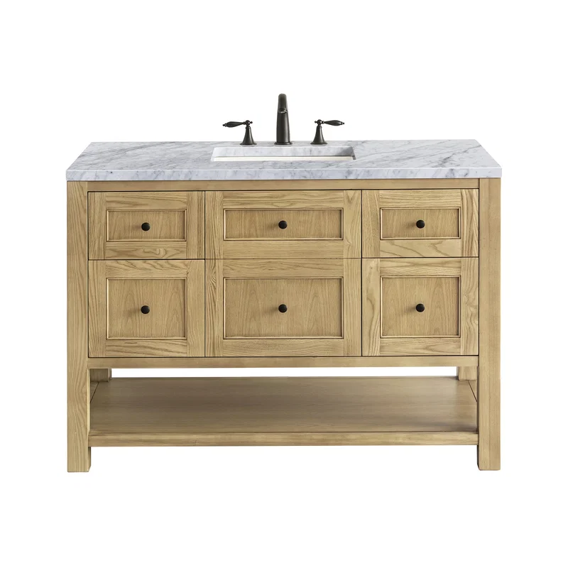 Breckenridge 48" Single Vanity, Light Natural Oak w/ 3 CM Carrara Marble Top