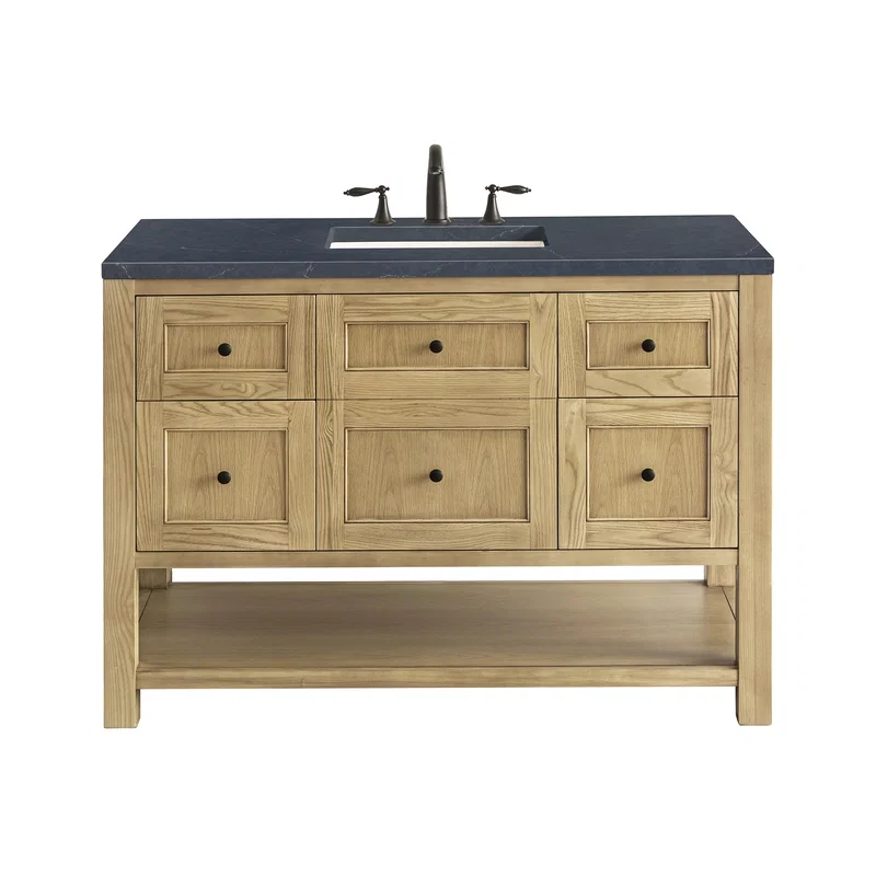 Breckenridge 48" Single Vanity, Light Natural Oak w/ 3 CM Charcoal Soapstone Top