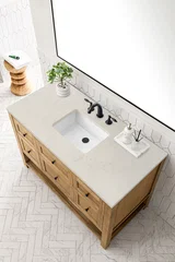 Breckenridge 48" Single Vanity, Light Natural Oak, w/ 3 CM Siberian Silestone Top