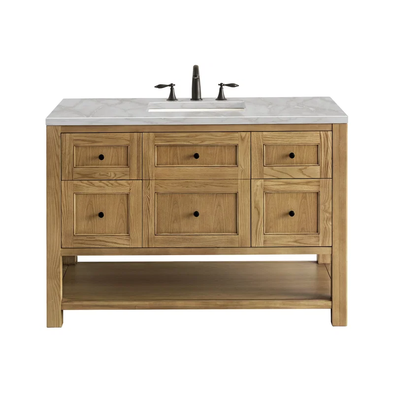 Breckenridge 48" Single Vanity, Light Natural Oak w/ 3 CM Victorian Silver Top