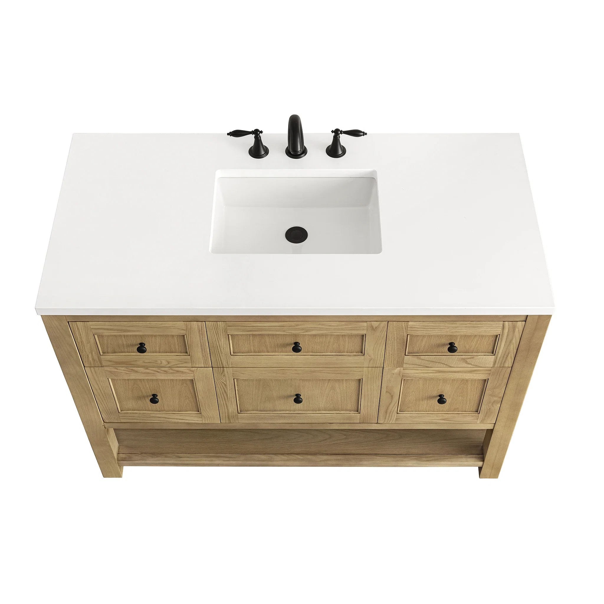 Breckenridge 48" Single Vanity, Light Natural Oak w/ 3 CM White Zeus Top
