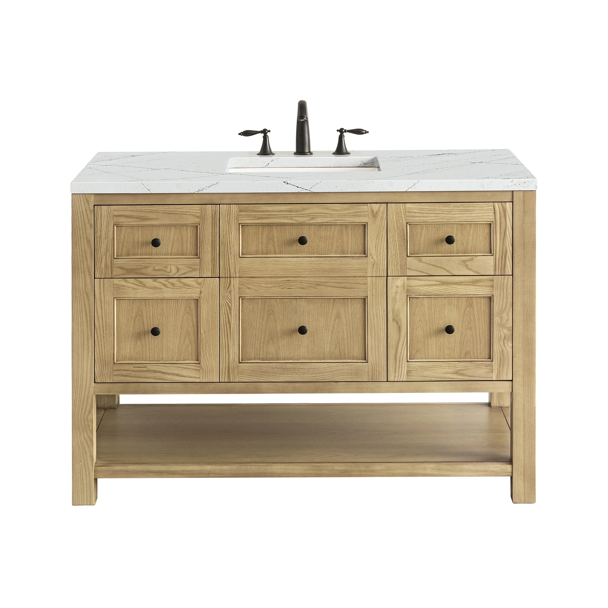 Breckenridge 48" Single Vanity, Light Natural Oak w/ 3 CM Ethereal Noctis Top w/FreePower Wireless Charger