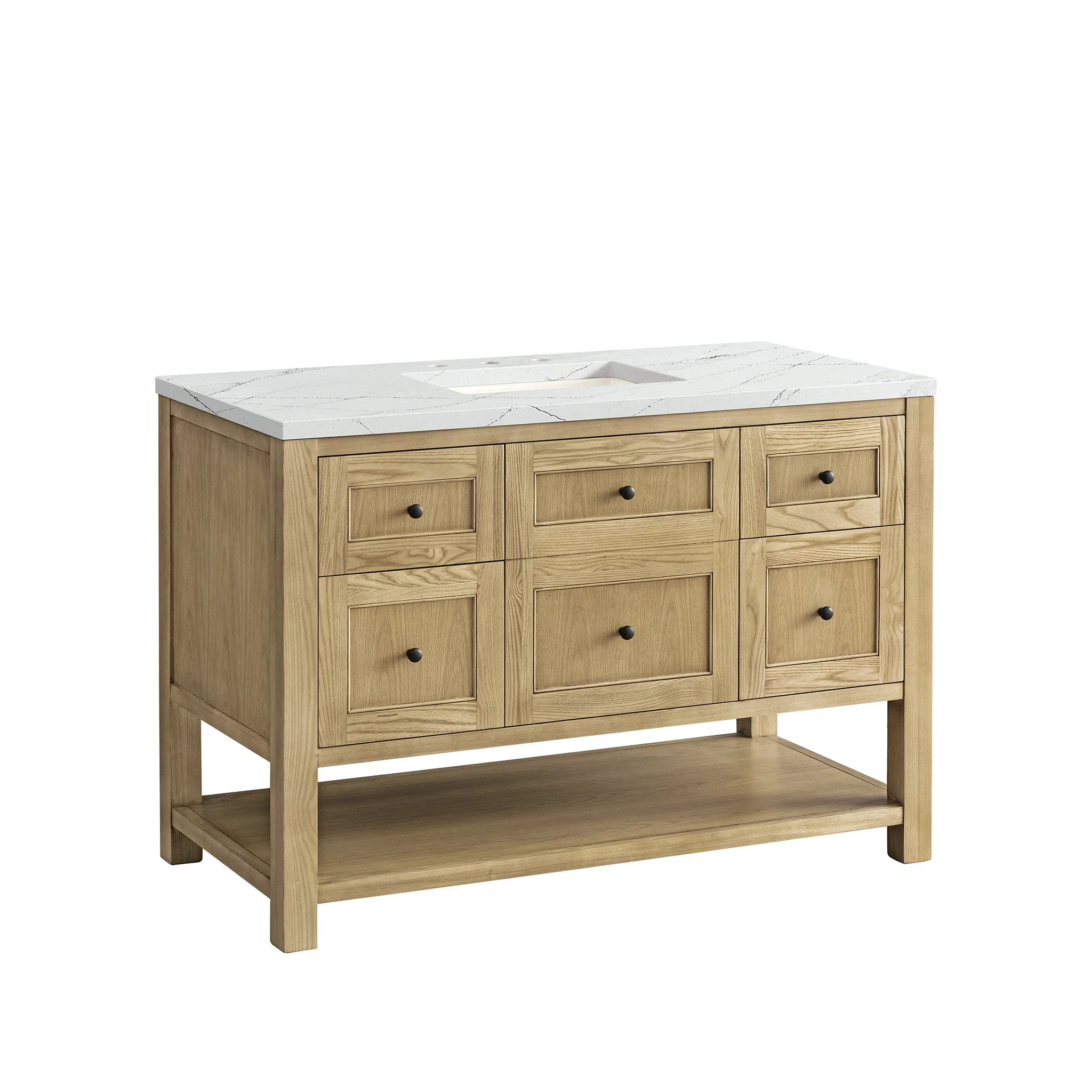 Breckenridge 48" Single Vanity, Light Natural Oak w/ 3 CM Ethereal Noctis Top w/FreePower Wireless Charger