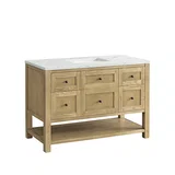 Breckenridge 48" Single Vanity, Light Natural Oak w/ 3 CM Ethereal Noctis Top w/FreePower Wireless Charger