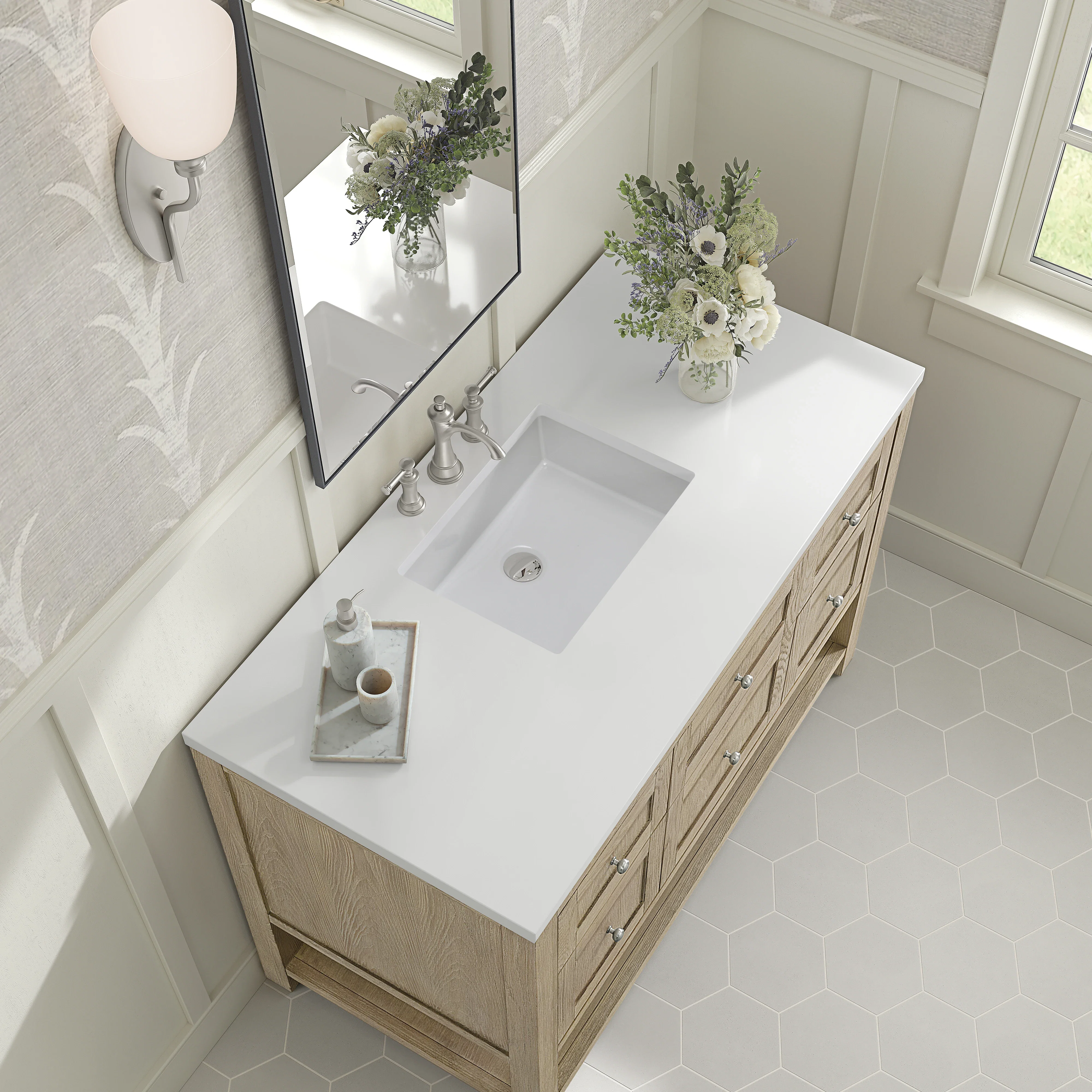 Breckenridge 48" Single Vanity, Whitewashed Oak