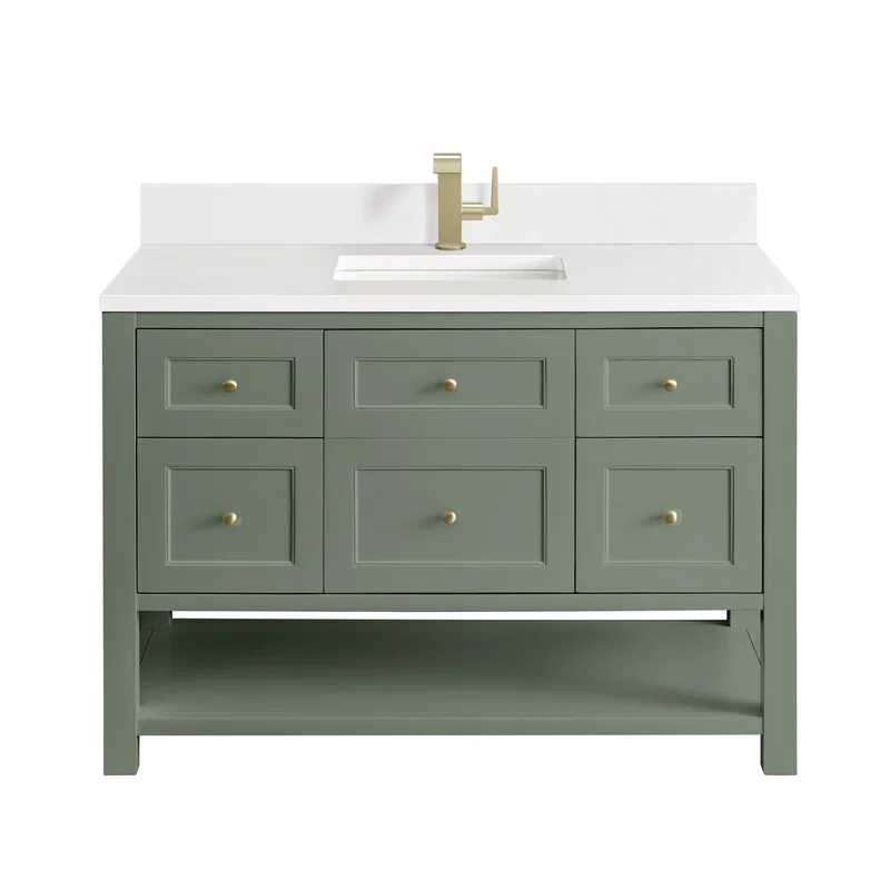 Breckenridge 48" Single Vanity, Smokey Celadon w/ Single Hole 3 CM White Zeus Top & Backsplash