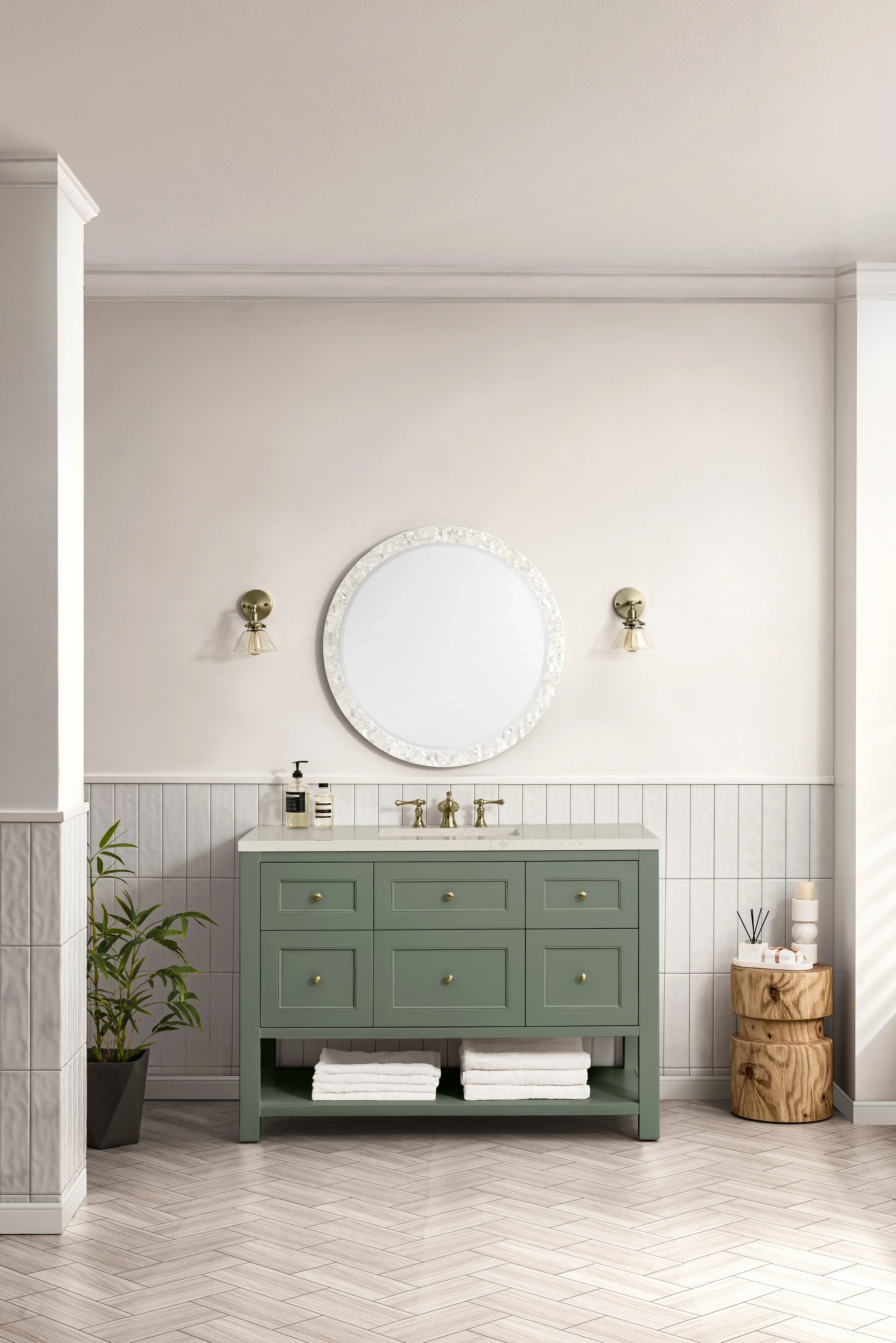 Breckenridge 48" Single Vanity, Smokey Celadon, w/ 3 CM Siberian Silestone Top