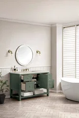 Breckenridge 48" Single Vanity, Smokey Celadon, w/ 3 CM Siberian Silestone Top
