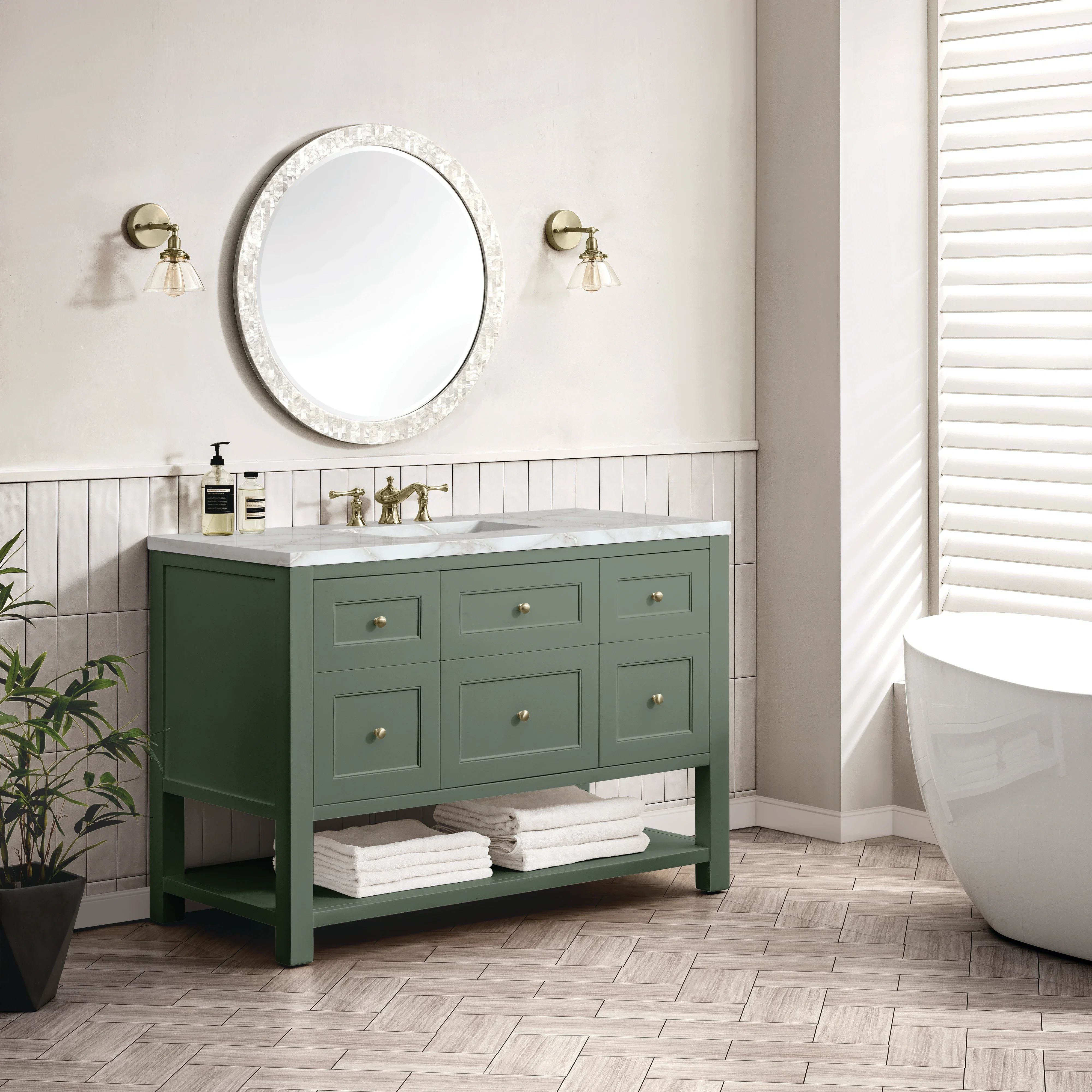 Breckenridge 48" Single Vanity, Smokey Celadon w/ 3 CM Victorian Silver Top