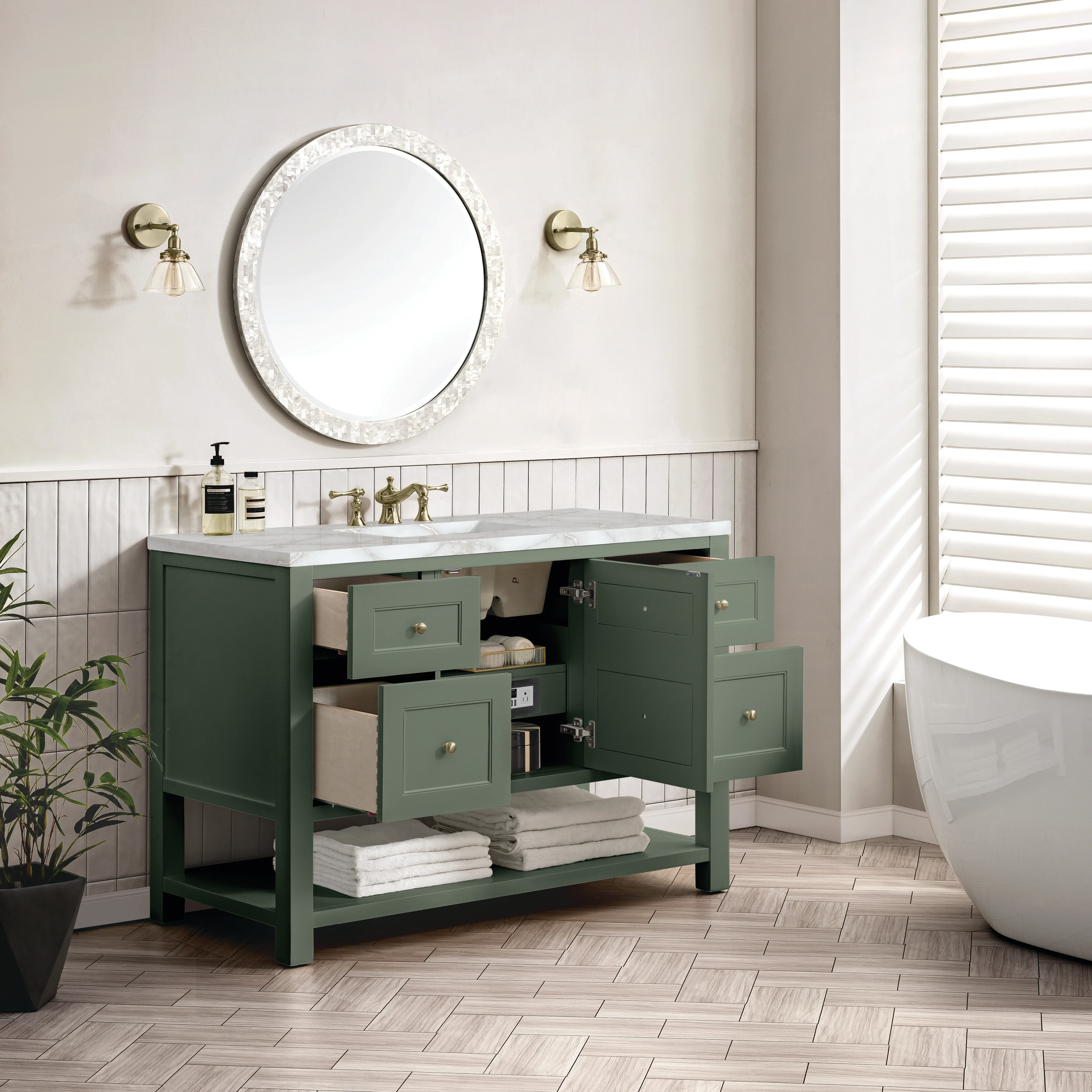 Breckenridge 48" Single Vanity, Smokey Celadon w/ 3 CM Victorian Silver Top