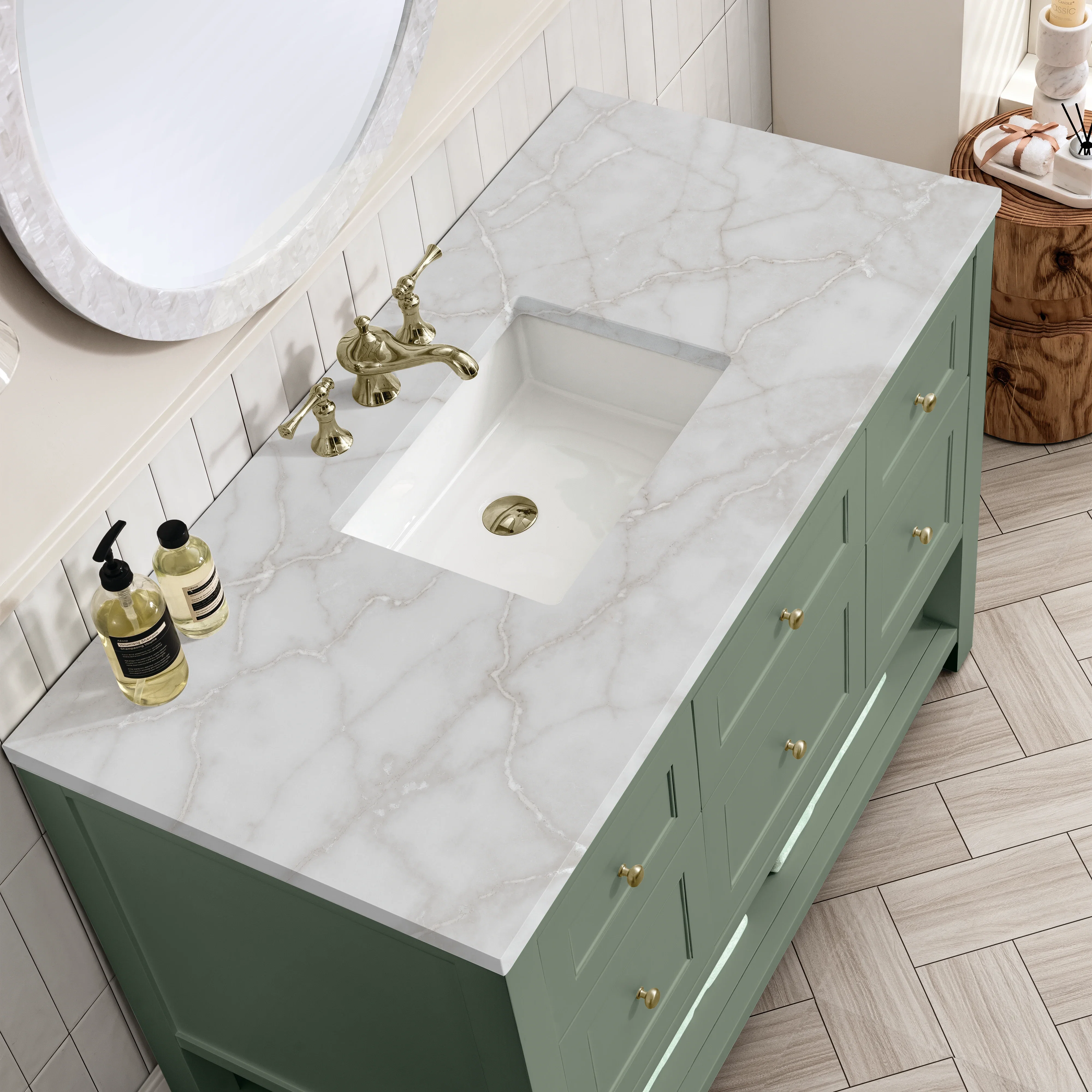 Breckenridge 48" Single Vanity, Smokey Celadon w/ 3 CM Victorian Silver Top