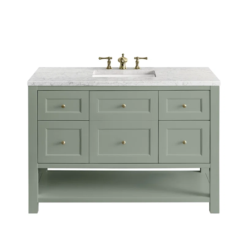 Breckenridge 48" Single Vanity, Smokey Celadon w/ 3 CM Eternal Jasmine Pearl Top w/FreePower Wireless Charger