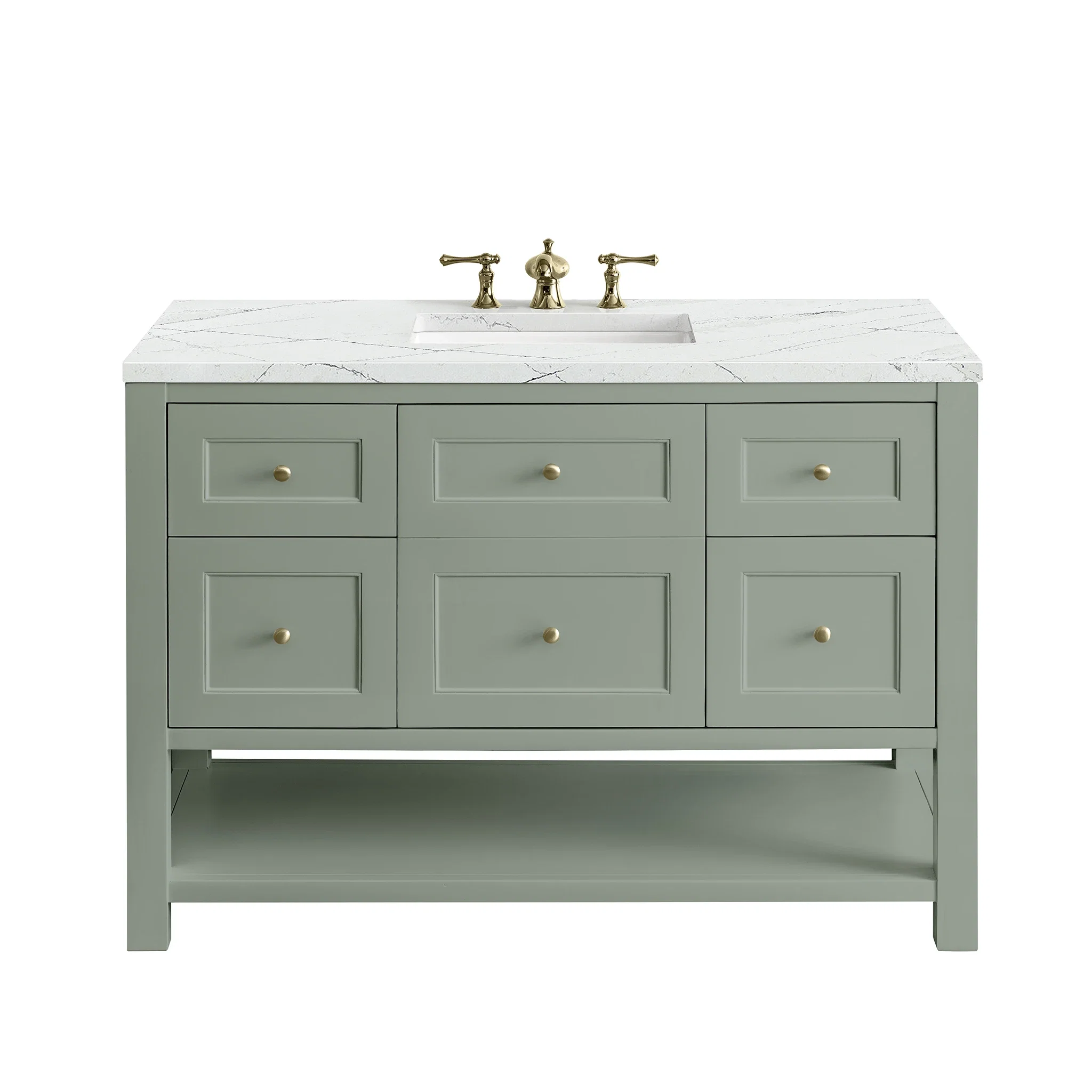 Breckenridge 48" Single Vanity, Smokey Celadon w/ 3 CM Ethereal Noctis Top w/FreePower Wireless Charger
