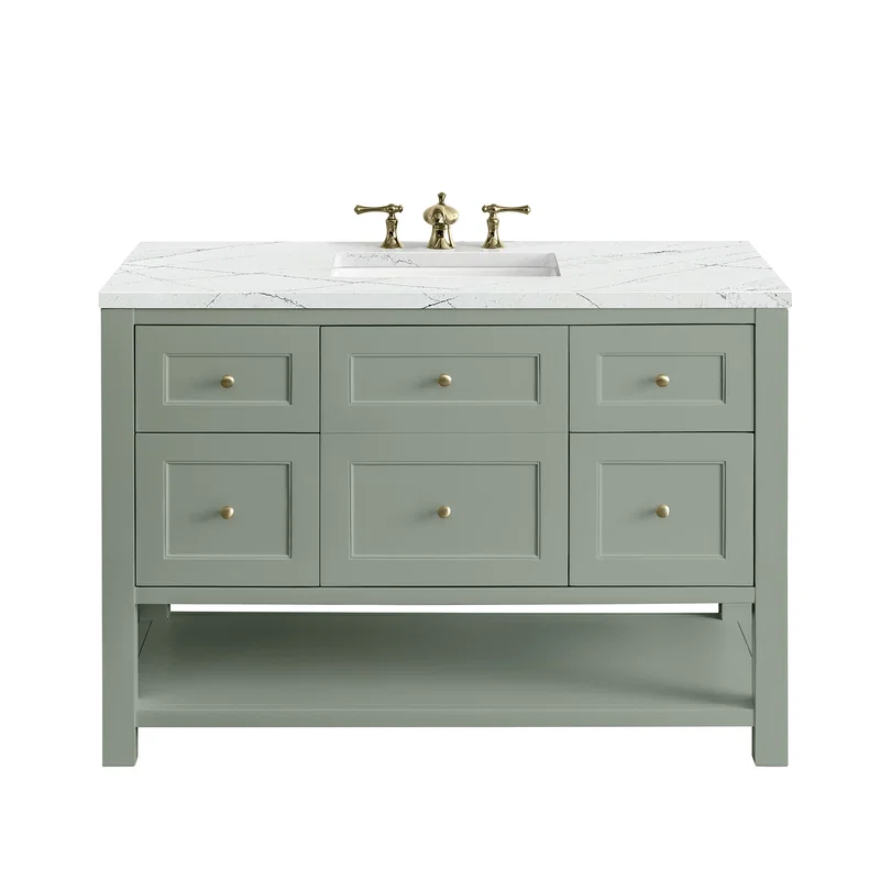 Breckenridge 48" Single Vanity, Smokey Celadon w/ 3 CM Ethereal Noctis Top w/FreePower Wireless Charger
