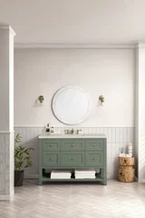 Breckenridge 48" Single Vanity, Smokey Celadon, w/ 3 CM Siberian Silestone Top w/FreePower Wireless Charger