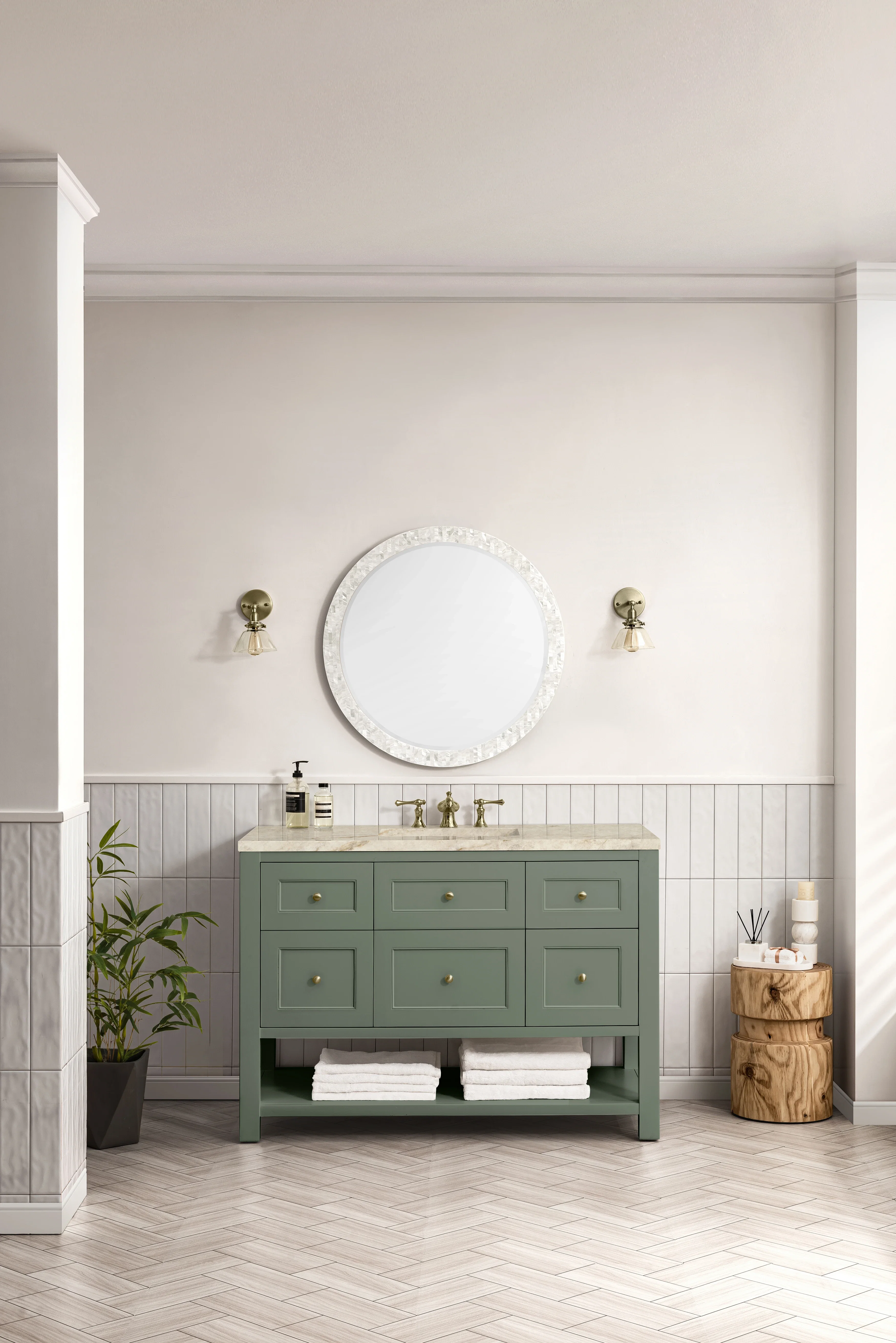 Breckenridge 48" Single Vanity, Smokey Celadon, w/ 3 CM Tajnar Eclos Top w/FreePower Wireless Charger