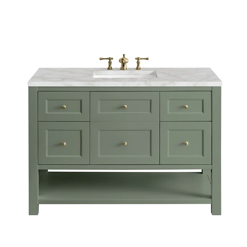 Breckenridge 48" Single Vanity, Smokey Celadon w/ 3 CM Victorian Silver Top w/FreePower Wireless Charger