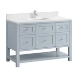 Breckenridge 48" Single Vanity, Serenity Blue, w/ Single Hole 3 CM White Zeus Quartz Top & Backsplash