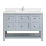 Breckenridge 48" Single Vanity, Serenity Blue, w/ Single Hole 3 CM White Zeus Quartz Top & Backsplash